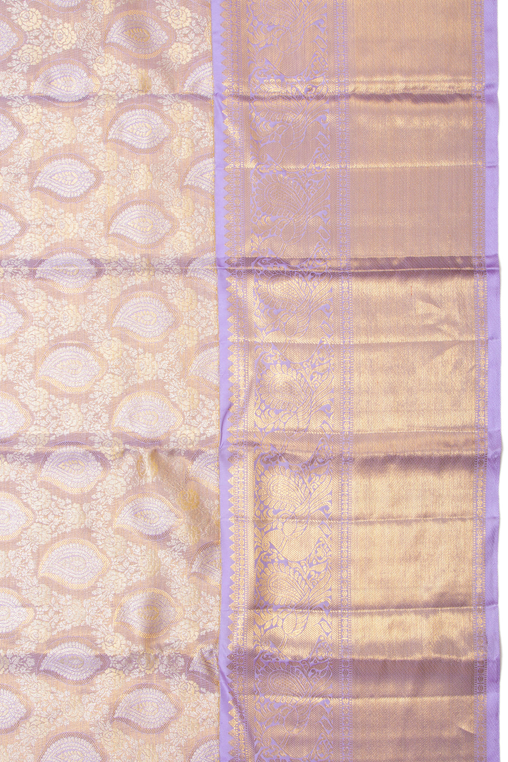 Kanchipuram Silk Tissue Brocade Lavender Saree
