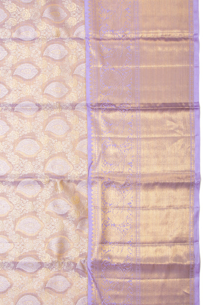 Kanchipuram Silk Tissue Brocade Lavender Saree