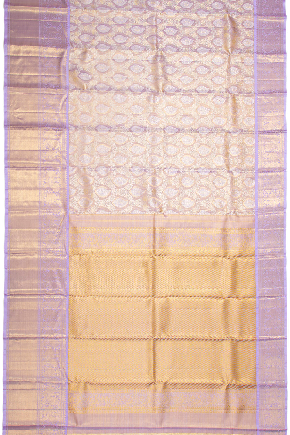 Kanchipuram Silk Tissue Brocade Lavender Saree