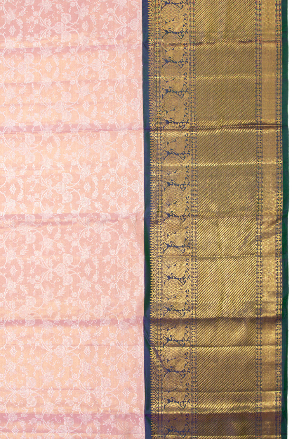 Kanchipuram Silk Tissue Jaal Baby Pink Saree
