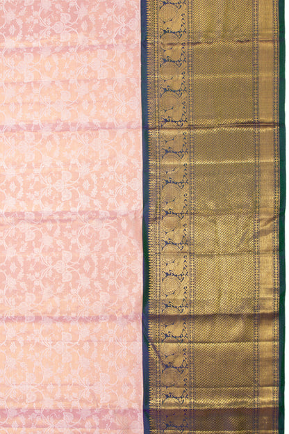 Kanchipuram Silk Tissue Jaal Baby Pink Saree