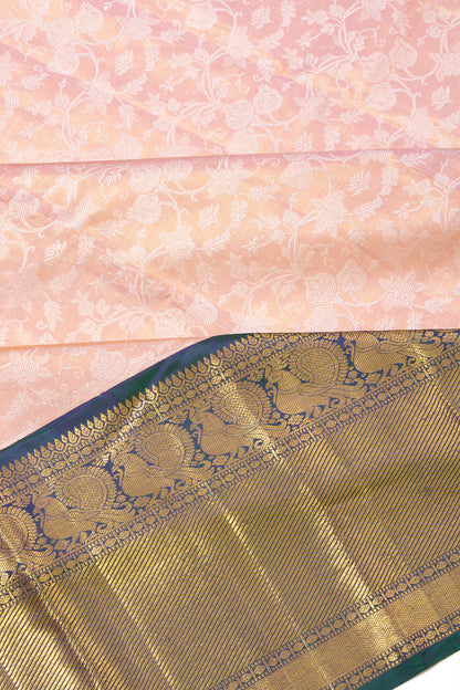 Kanchipuram Silk Tissue Jaal Baby Pink Saree