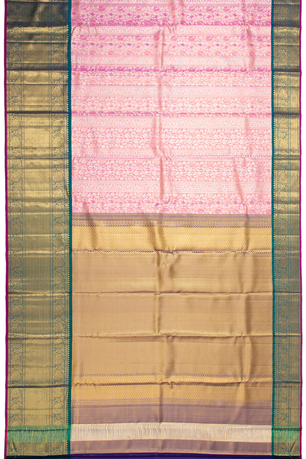 Kanchipuram Silk Tissue Brocade Baby Pink Saree