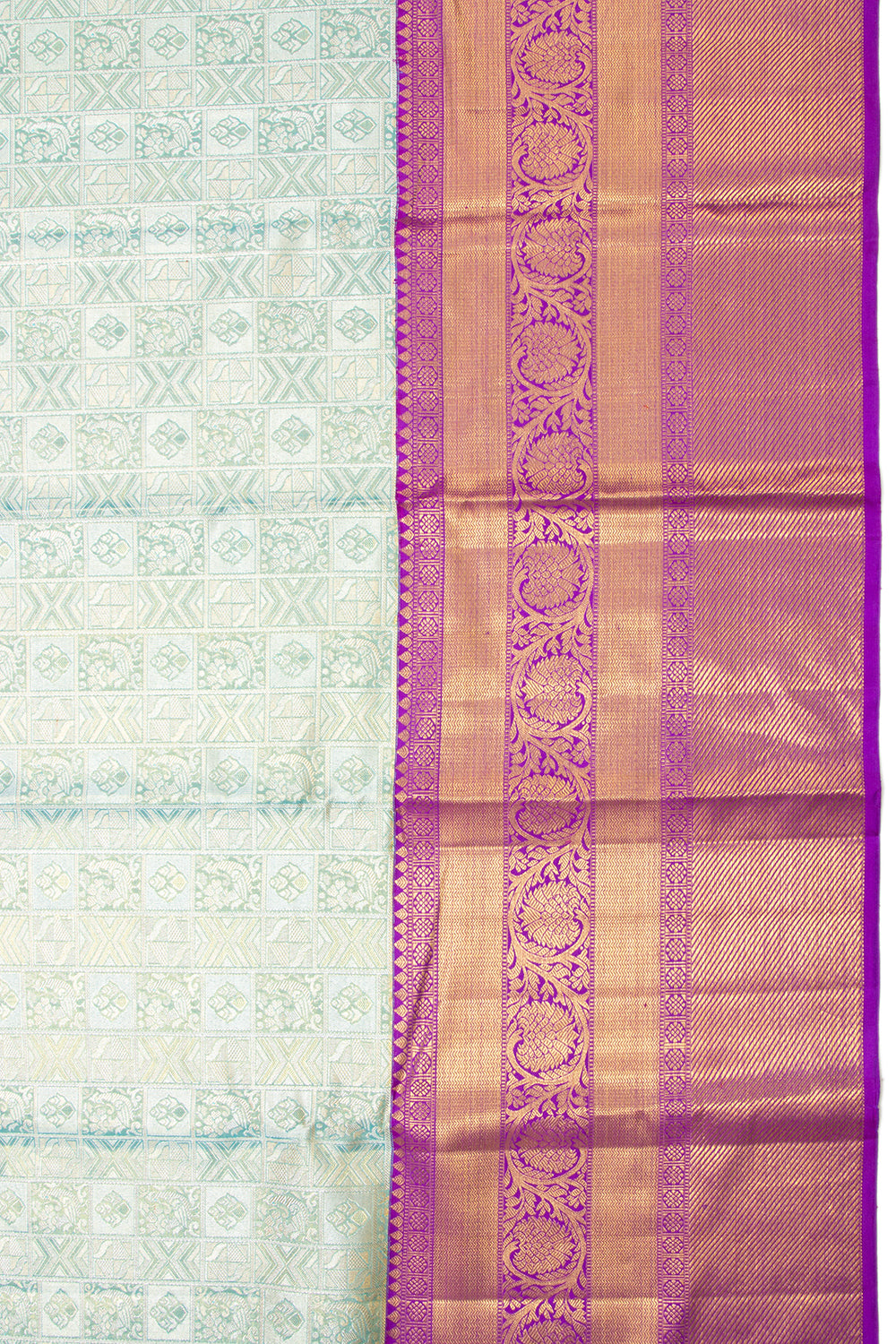 Kanchipuram Silk Tissue Brocade Sky Blue Saree