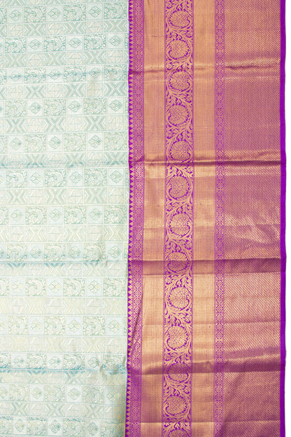 Kanchipuram Silk Tissue Brocade Sky Blue Saree