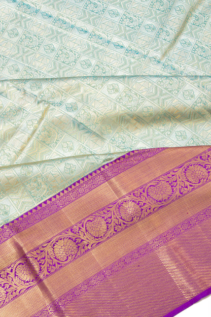 Kanchipuram Silk Tissue Brocade Sky Blue Saree