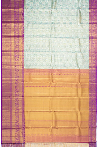 Kanchipuram Silk Tissue Brocade Sky Blue Saree