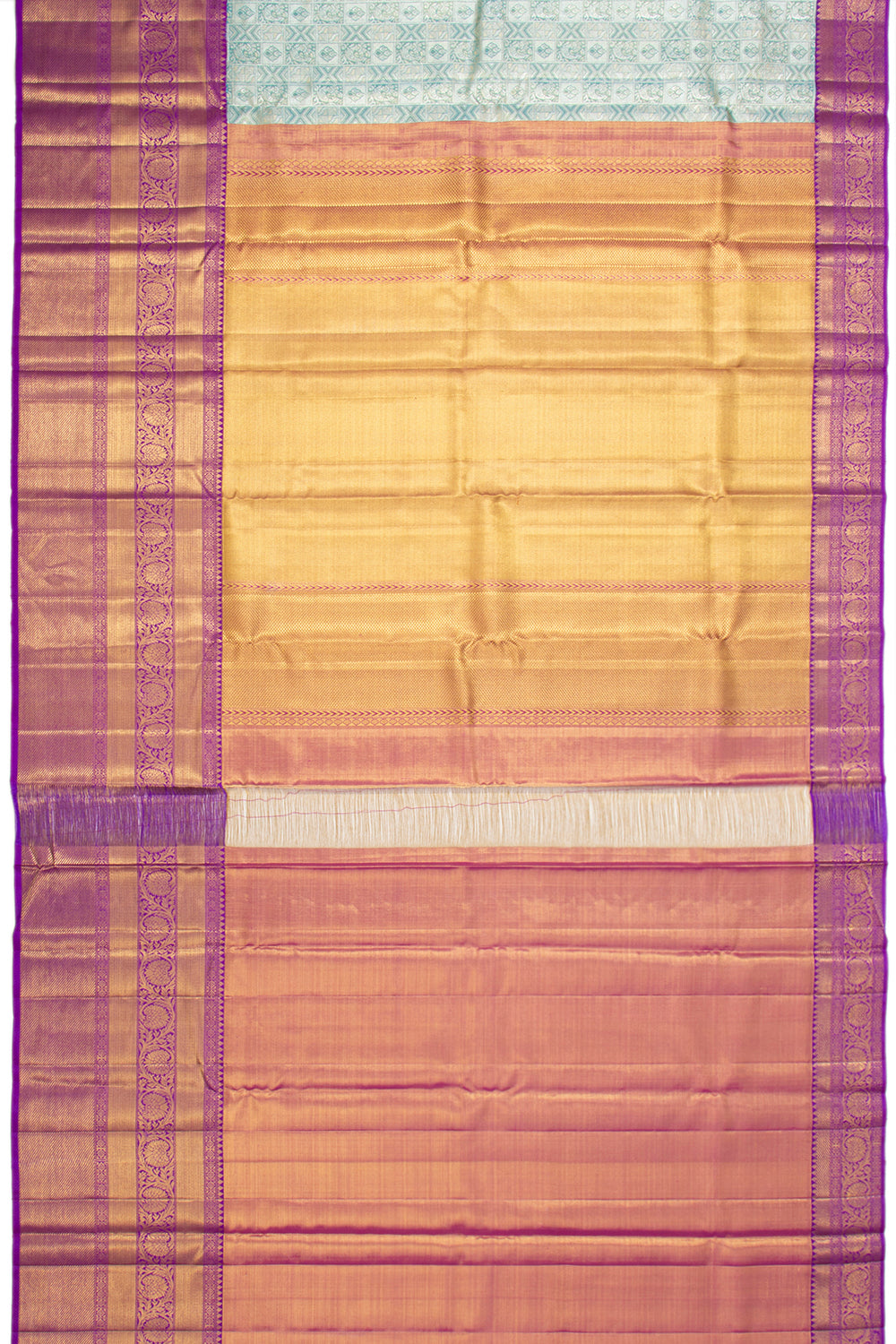 Kanchipuram Silk Tissue Brocade Sky Blue Saree