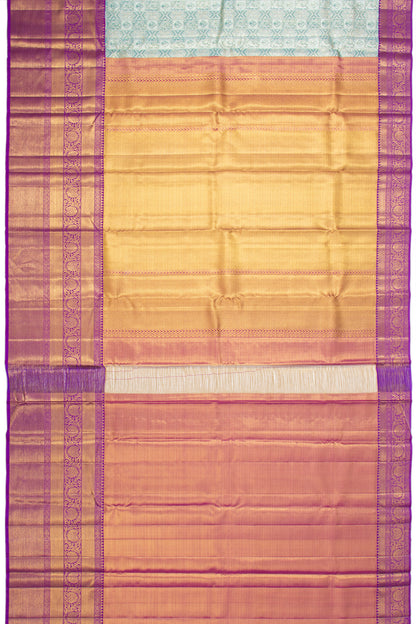 Kanchipuram Silk Tissue Brocade Sky Blue Saree