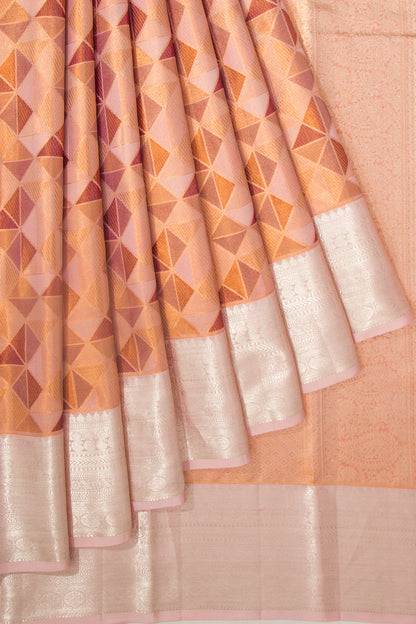 Kanchipuram Silk Tissue Geometrical Brocade Multicolour Saree