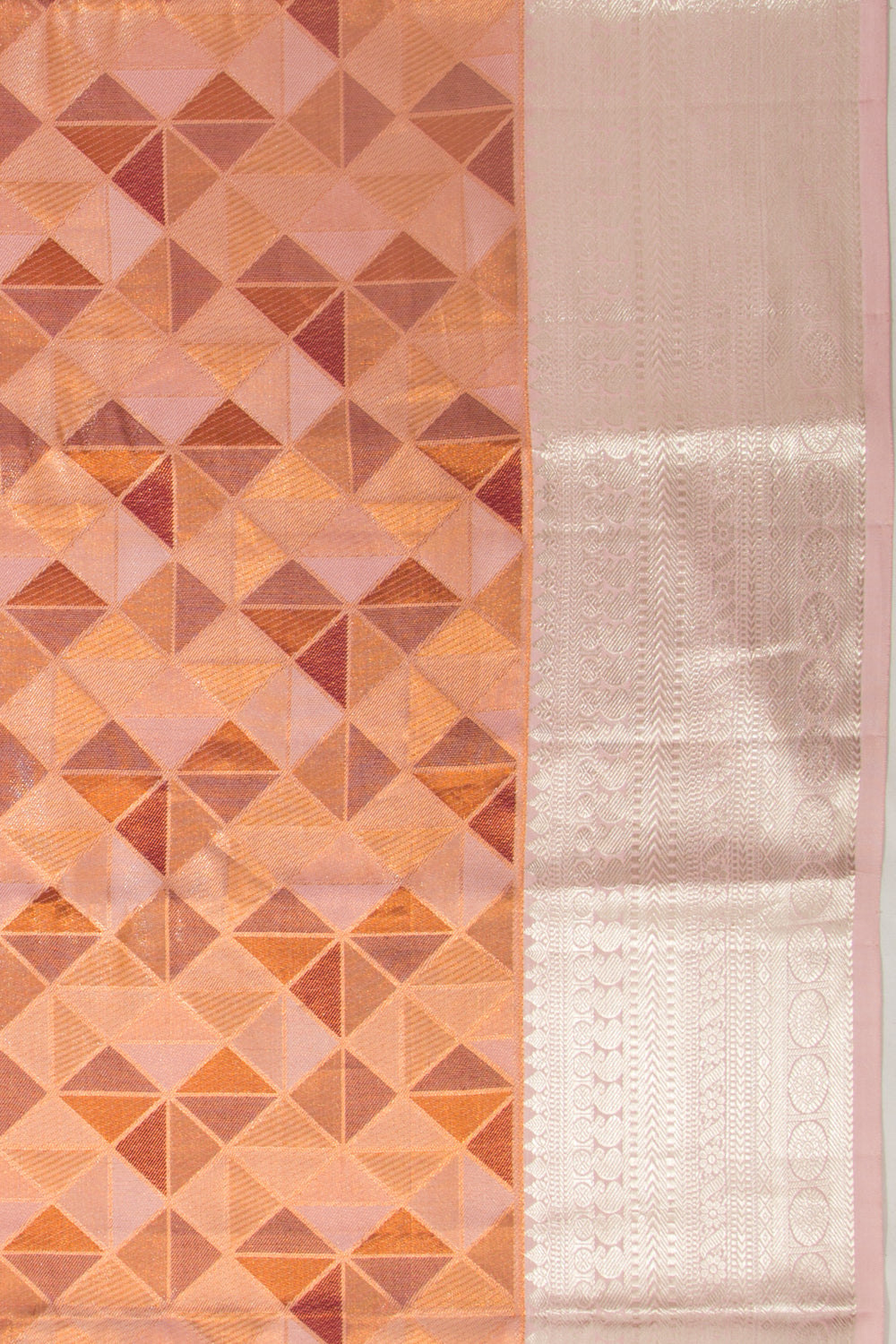 Kanchipuram Silk Tissue Geometrical Brocade Multicolour Saree
