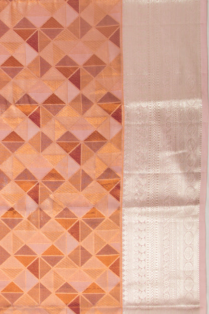 Kanchipuram Silk Tissue Geometrical Brocade Multicolour Saree