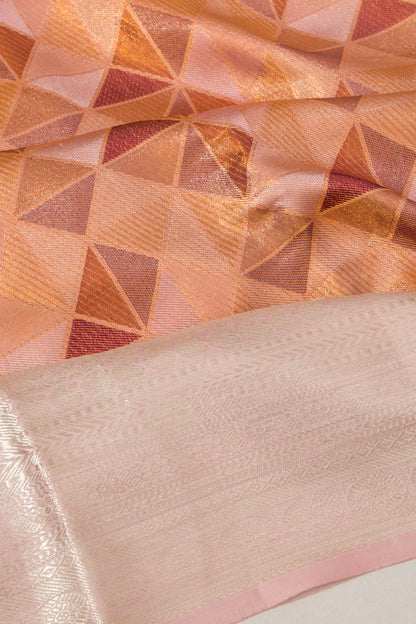 Kanchipuram Silk Tissue Geometrical Brocade Multicolour Saree