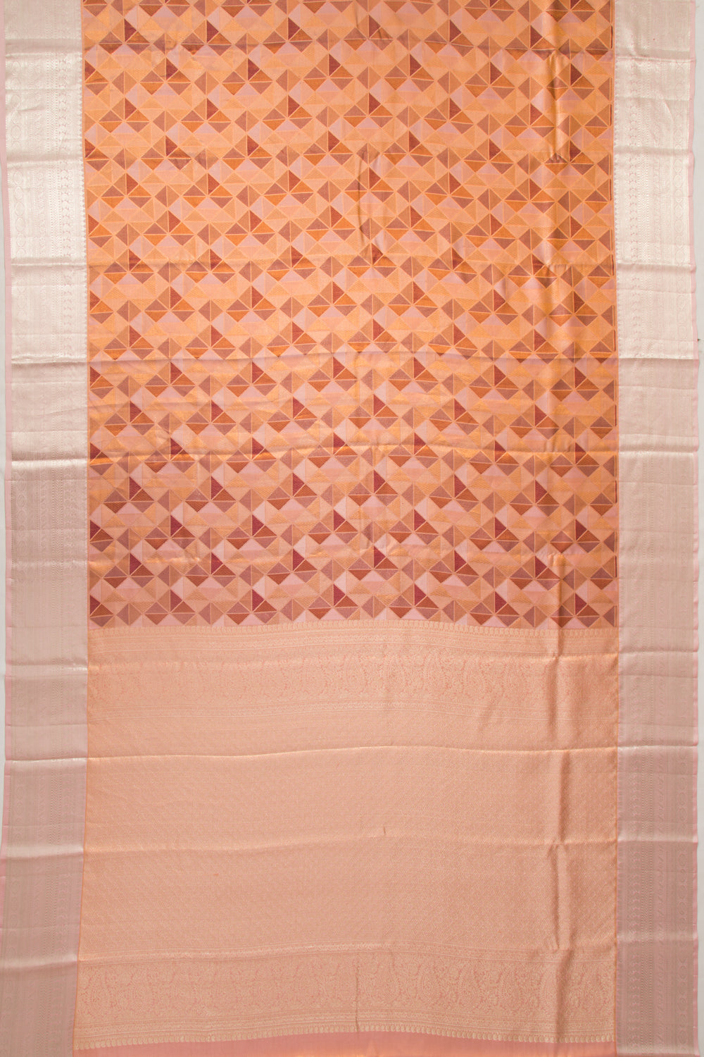 Kanchipuram Silk Tissue Geometrical Brocade Multicolour Saree