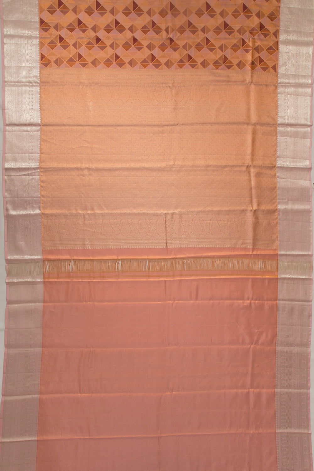 Kanchipuram Silk Tissue Geometrical Brocade Multicolour Saree