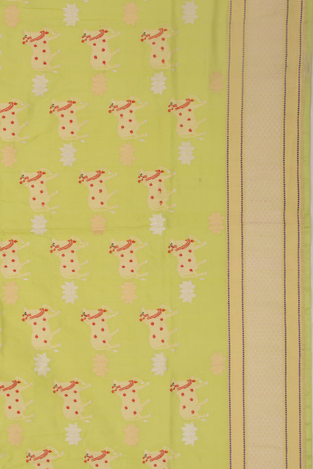 Banarasi Silk Pichwai Butta Pista Green Saree