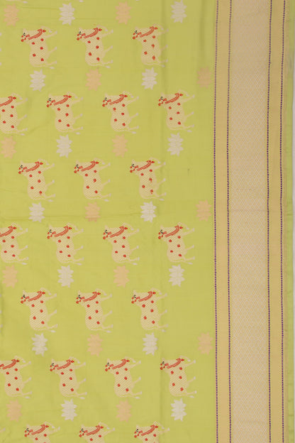 Banarasi Silk Pichwai Butta Pista Green Saree