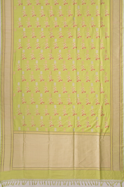 Banarasi Silk Pichwai Butta Pista Green Saree