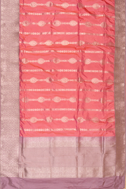 Banarasi Silk Vertical Lines Peach Saree