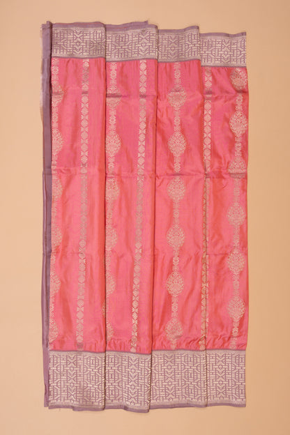 Banarasi Silk Vertical Lines Peach Saree