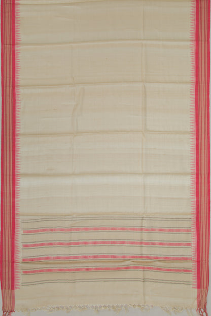 Bhagalpuri Tussar Plain Cream Saree