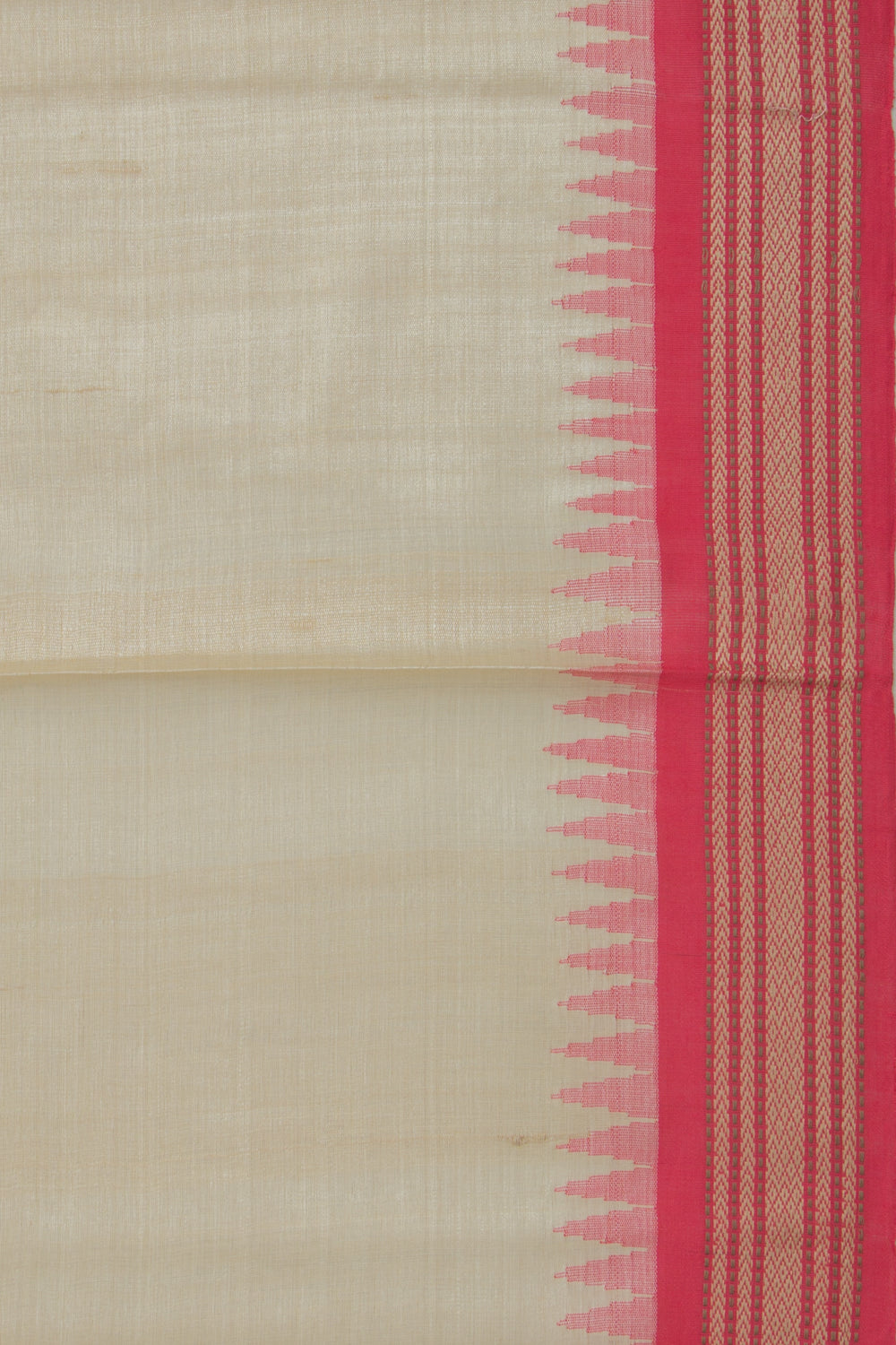 Bhagalpuri Tussar Plain Cream Saree