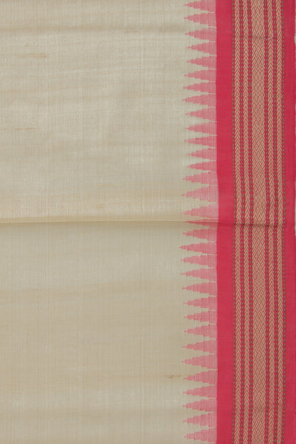 Bhagalpuri Tussar Plain Cream Saree