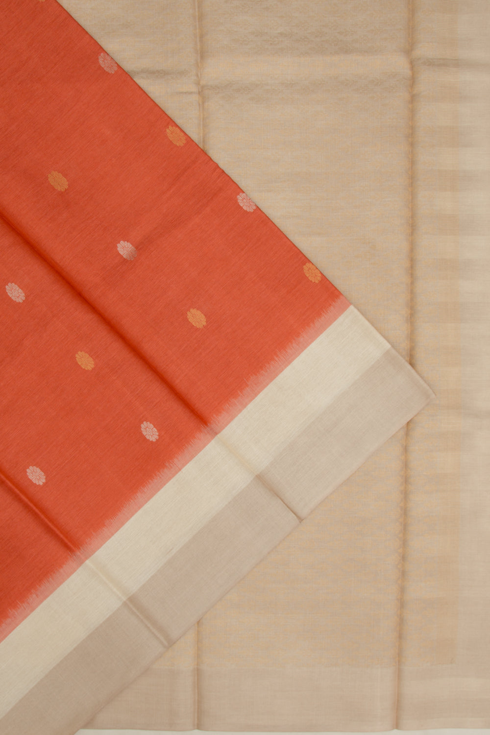 Tussar Butta Orange Saree