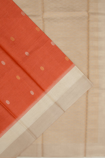 Tussar Butta Orange Saree
