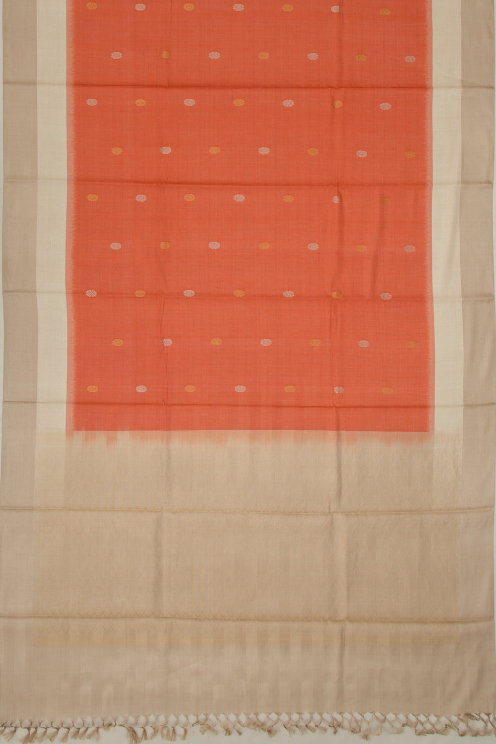 Tussar Butta Orange Saree