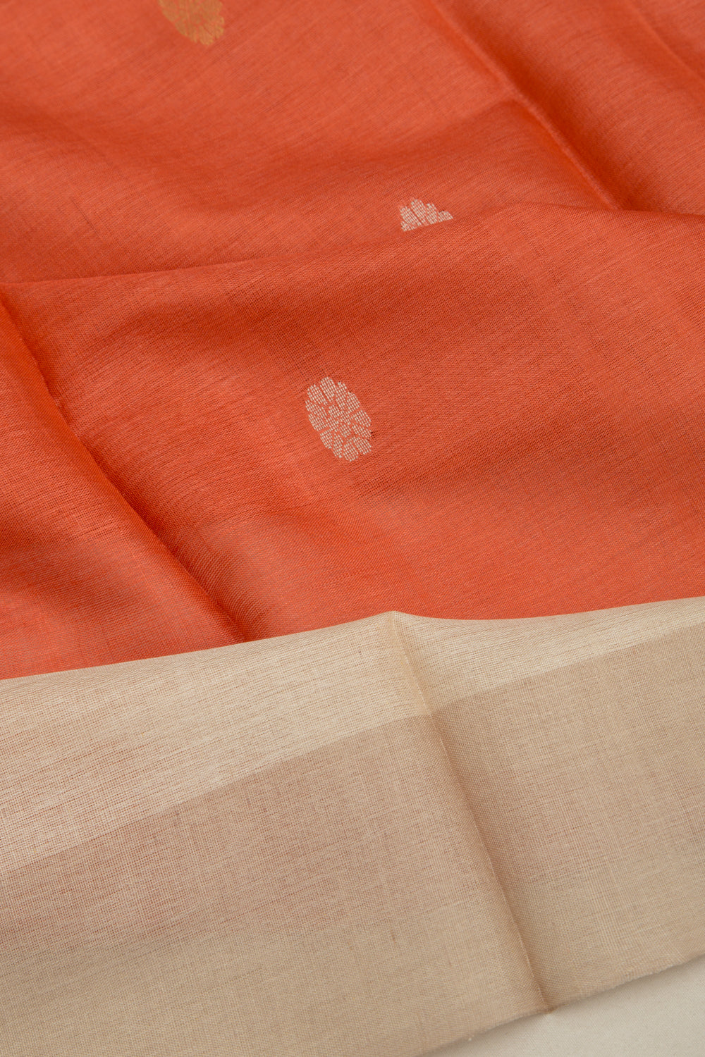 Tussar Butta Orange Saree