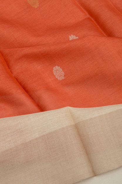 Tussar Butta Orange Saree