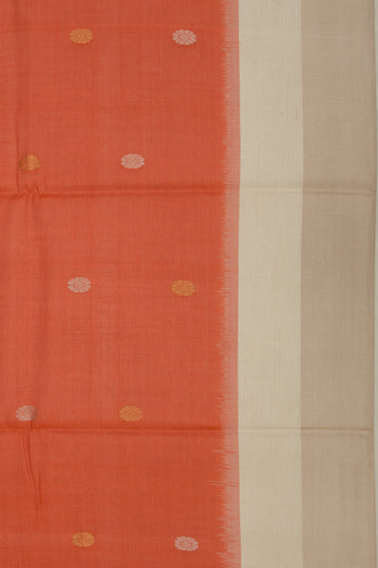 Tussar Butta Orange Saree