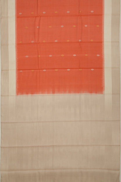 Tussar Butta Orange Saree