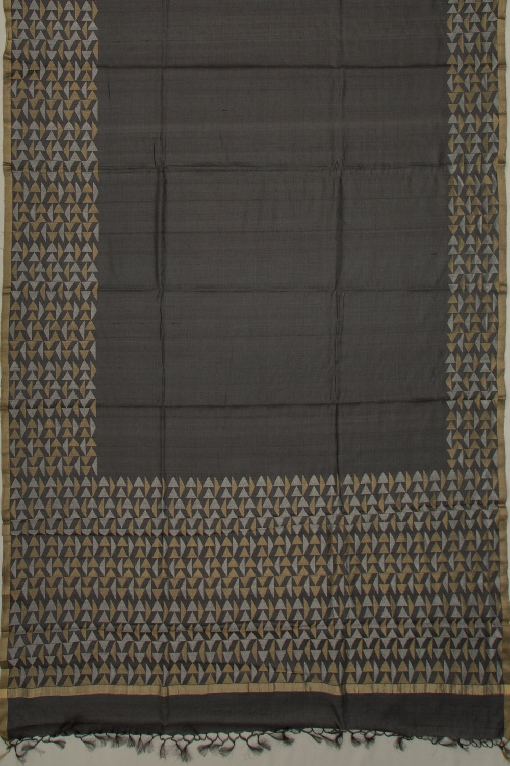Tussar Plain Black Saree