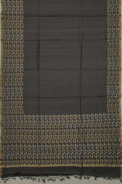 Tussar Plain Black Saree