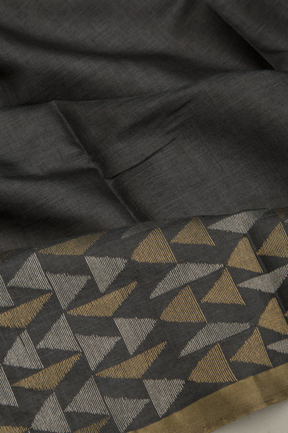 Tussar Plain Black Saree