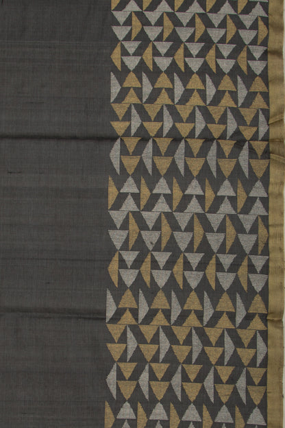 Tussar Plain Black Saree
