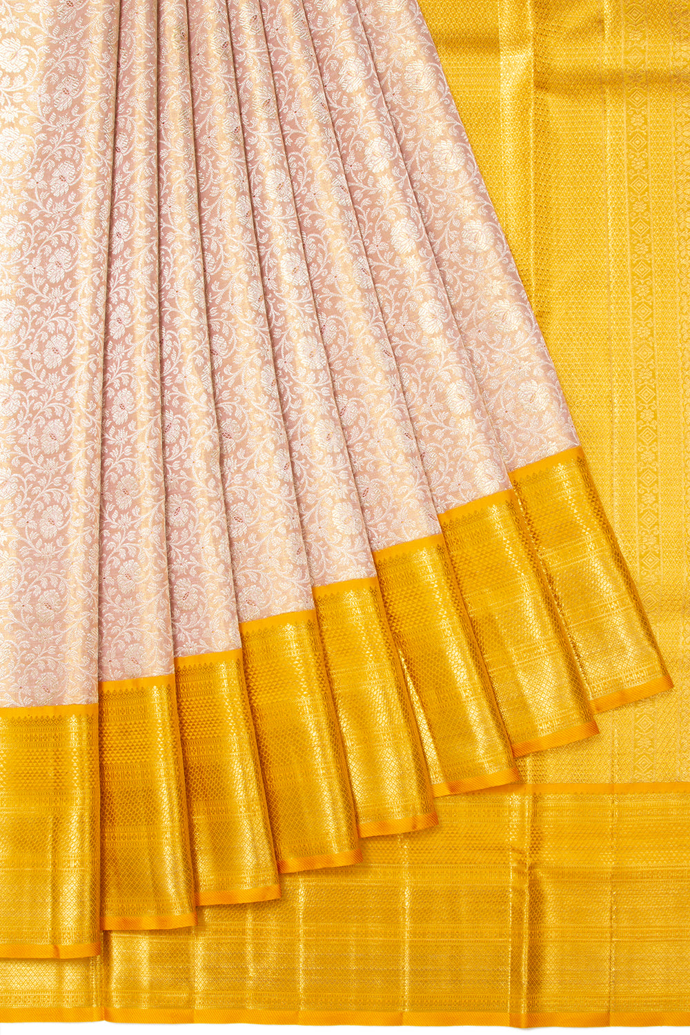 Kanchipuram Silk Tissue Brocade Gold Saree