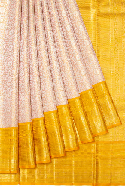 Kanchipuram Silk Tissue Brocade Gold Saree