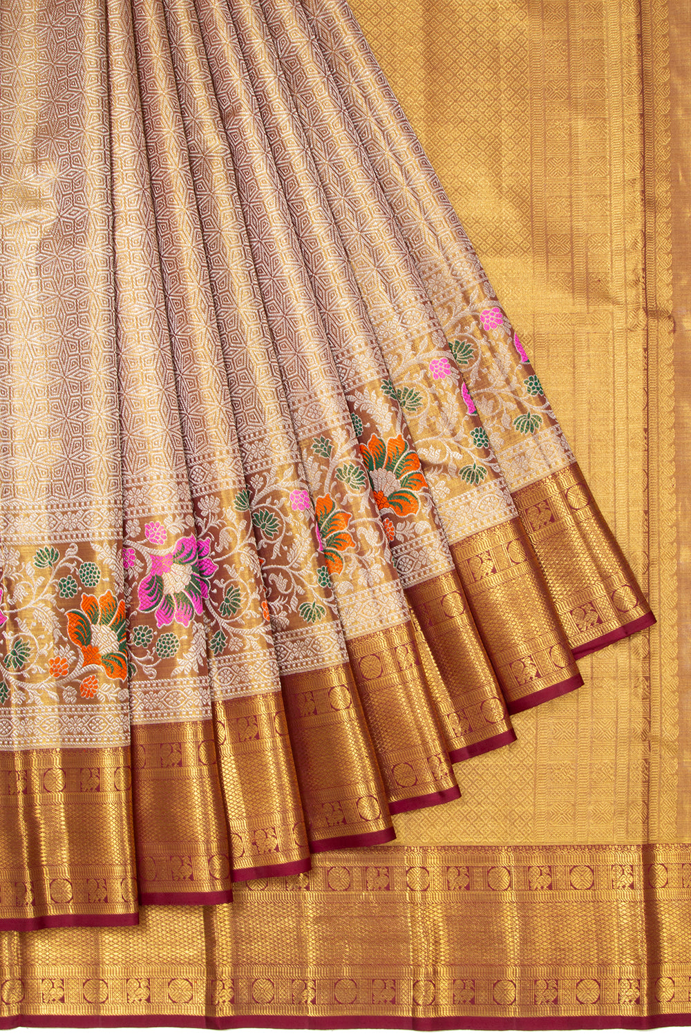Kanchipuram Silk Tissue Brocade Gold Saree