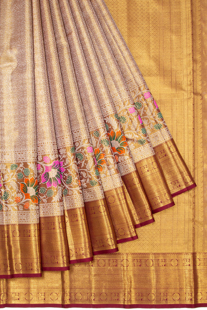 Kanchipuram Silk Tissue Brocade Gold Saree