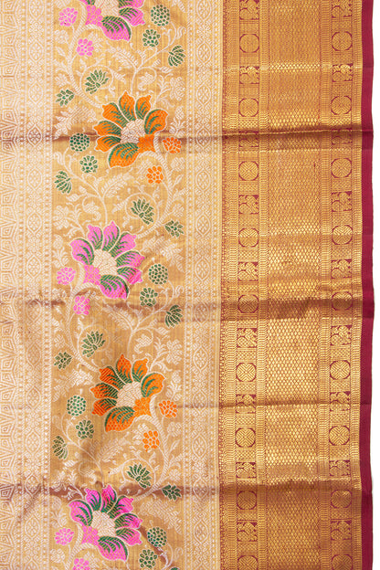 Kanchipuram Silk Tissue Brocade Gold Saree