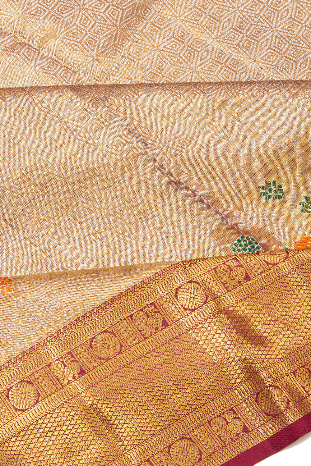 Kanchipuram Silk Tissue Brocade Gold Saree