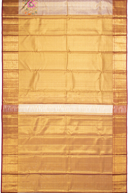 Kanchipuram Silk Tissue Brocade Gold Saree