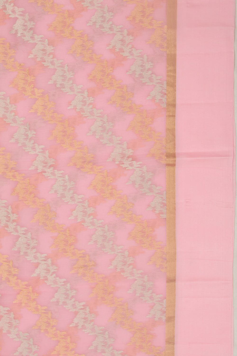 Organza Half-n-Half Jaal And Butta Baby Pink Saree
