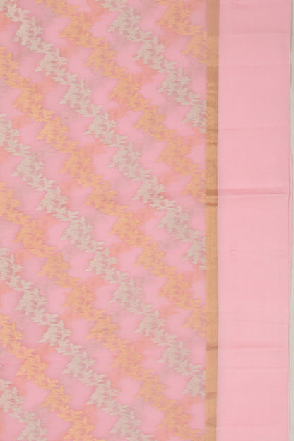 Organza Half-n-Half Jaal And Butta Baby Pink Saree