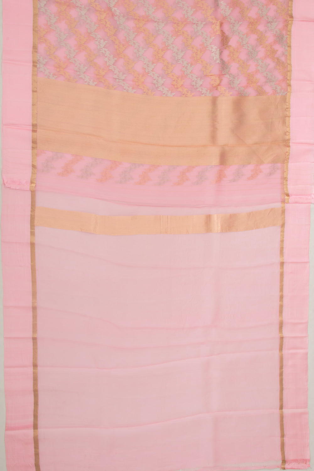 Organza Half-n-Half Jaal And Butta Baby Pink Saree