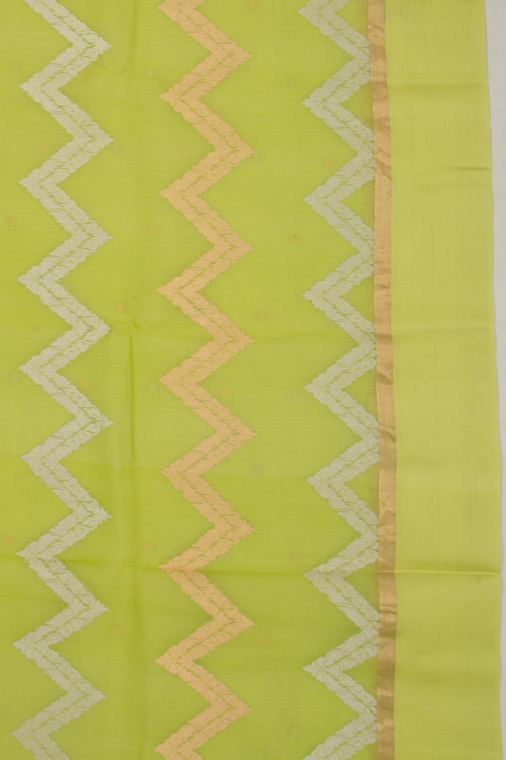 Organza Half-n-Half Jaal And Butta Green Saree