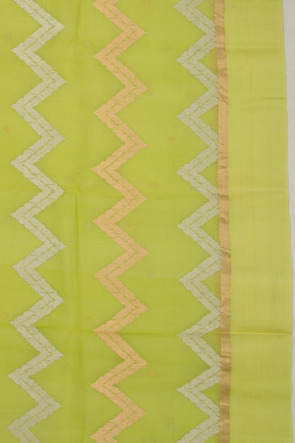 Organza Half-n-Half Jaal And Butta Green Saree